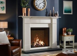 Gazco 750 Reflex Fire in a Limestone Fireplace. Gazco 750 Reflex Fire in a Limestone Fireplace.