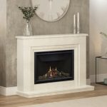 Wayland Landscape Gas Fireplace in White Marble.