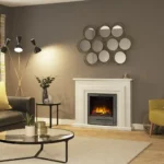 E & H Farnham Manilla Marble Suite complete with Chollerton Electric Fire
