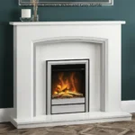 Elento 52 White and Grey Marble Fireplace with Pryzm Electric Fire