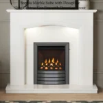 Elgin & Hall Sophia Marble Fireplace in White with Deepbed Slide control Gas Fire