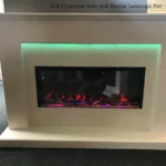 M & J Limestone fireplace with electric Fire